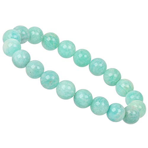 ELEDORO Stretch Armband aus echten Edelsteinen-Perlen 10mm: für Energie und Harmonie (Amazonit Premium aus Peru) von ELEDORO