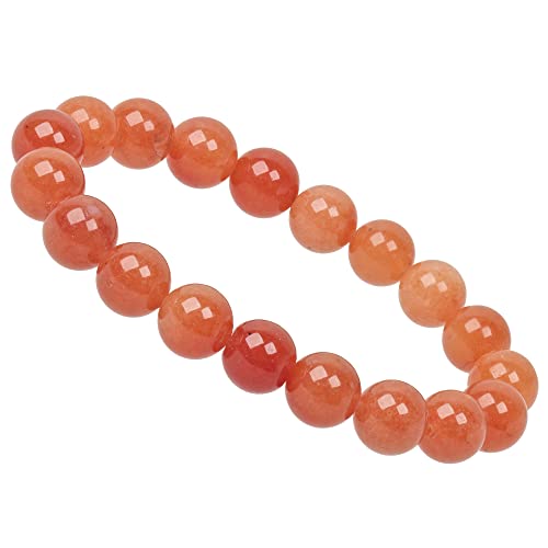 ELEDORO Stretch Armband aus echten Edelsteinen-Perlen 10mm: für Energie und Harmonie (Aventurin rot) von ELEDORO