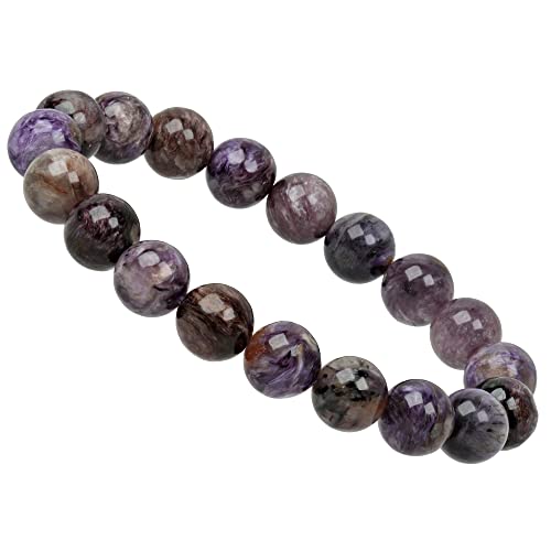 ELEDORO Stretch Armband aus echten Edelsteinen-Perlen 10mm: für Energie und Harmonie (Charoit) von ELEDORO