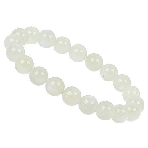 ELEDORO Stretch Armband aus echten Edelsteinen-Perlen 10mm: für Energie und Harmonie (Mondstein weiß) von ELEDORO