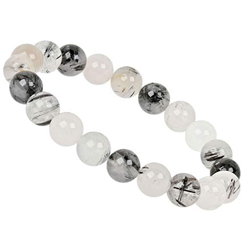 ELEDORO Stretch Armband aus echten Edelsteinen-Perlen 10mm: für Energie und Harmonie (Turmalinquarz) von ELEDORO