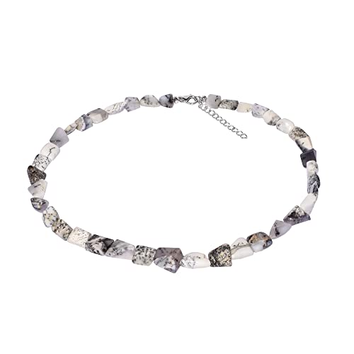 ELEDORO echter Dendrit Opal Halskette Collier für Damen aus Silber 925 48cm lang von ELEDORO