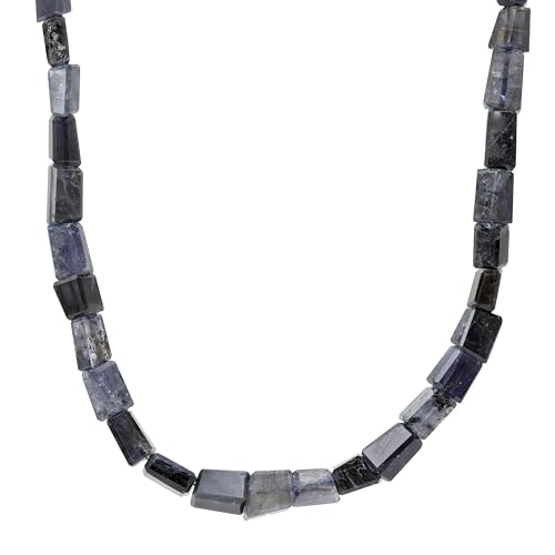 ELEDORO echter Iolith Halskette Collier für Damen aus Silber 925 rhodiniert Karabiner 48cm plus 5cm lang von ELEDORO
