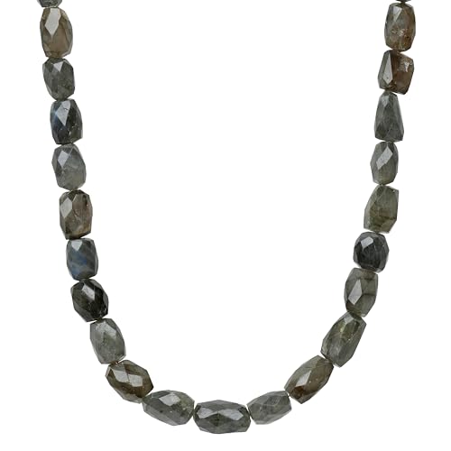 ELEDORO echter Labradorit Halskette Collier für Damen aus Silber 925 rhodiniert Karabiner 48cm plus 5cm lang von ELEDORO