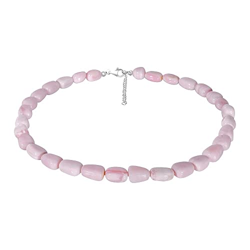 ELEDORO echter Pink Opal Halskette Collier für Damen aus Silber 925 rhodiniert Karabiner 48cm plus 5cm lang von ELEDORO