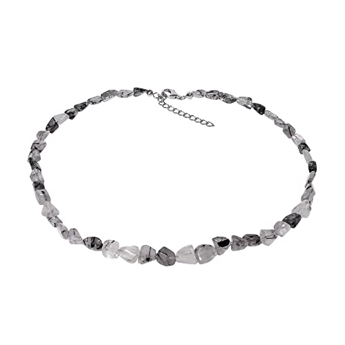 ELEDORO echter Schwarzer Rutilquarz Halskette Collier für Damen Silber 925 48cm lang von ELEDORO