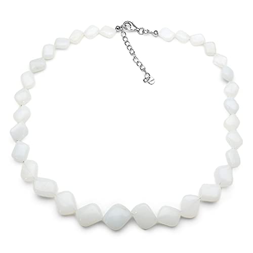 ELEDORO echter Weißer Opal Halskette Collier für Damen aus Silber 925 46cm lang von ELEDORO