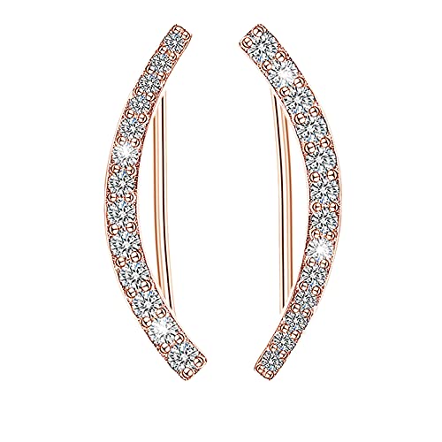 Ohr Kletterer Ohrringe für Frauen - Sterling Silber hypoallergen Ohr Crawler Ohrringe Zirkonia Ohrstulpe,Roségold Ear von ELEDUCTMON