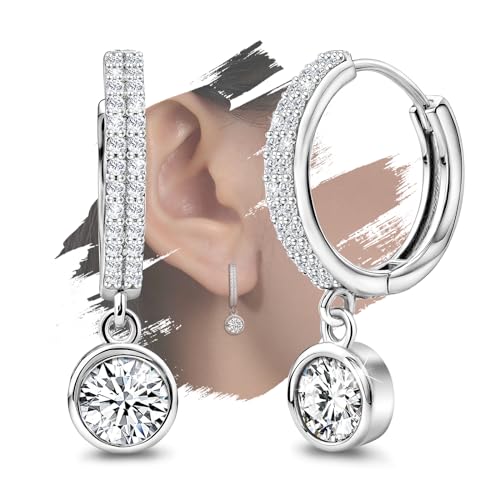 Sterling Silber Hoop Ohrringe für Frauen Hypoallergene Runde Cubic Zirkonia Loop Ohrringe für empfindliche Ohren Mode Klassische Leichtgewicht Schmuck Geschenke von ELEDUCTMON