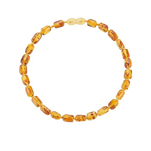 ELEGAMBER Baltische Bernstein Schmuckset, Halskette und Armband, Mehrfarbiger Bernstein in Gelb und Braun (Cognac, 45cm) von ELEGAMBER
