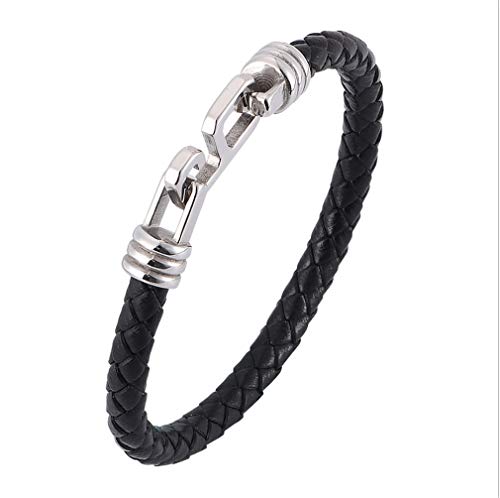 ELEGENCE-Z Herrenarmband , Herrenarmband aus echtem Leder mit verstellbarem Riemen und Push-Pull-Verschluss aus Edelstahl Black 205CM ELEGENCE-Z Herrenarmband , Herrenarmband aus echtem Leder mit verstellbarem Riemen und Push-Pull-Verschluss aus Edelstahl Black 205CM von ELEGENCE-Z
