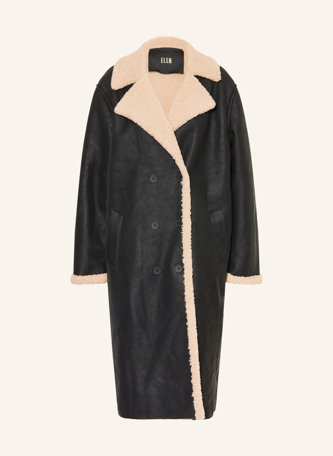 Eleh Mantel In Lederoptik Mit Teddyfell schwarz von ELEH