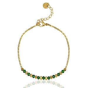 Feines Armband mit Perlen in Emerald Green in ca. 21 cm x 1.7mm (inkl. 5 cm Verlängerungskette) von Elektropulli von ELEKTROPULLI