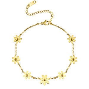 Feines Flower Armband in ca. 23 cm x 1 cm (inkl. 6cm Verlängerungskette) von Elektropulli von ELEKTROPULLI