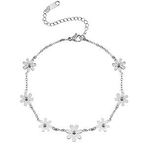 Feines Flower Armband in ca. 23 cm x 1 cm (inkl. 6cm Verlängerungskette) von Elektropulli von ELEKTROPULLI