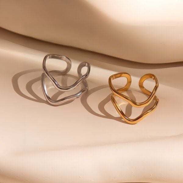 Größenverstellbarer WAVE DOUBLE Ring von Elektropulli von ELEKTROPULLI