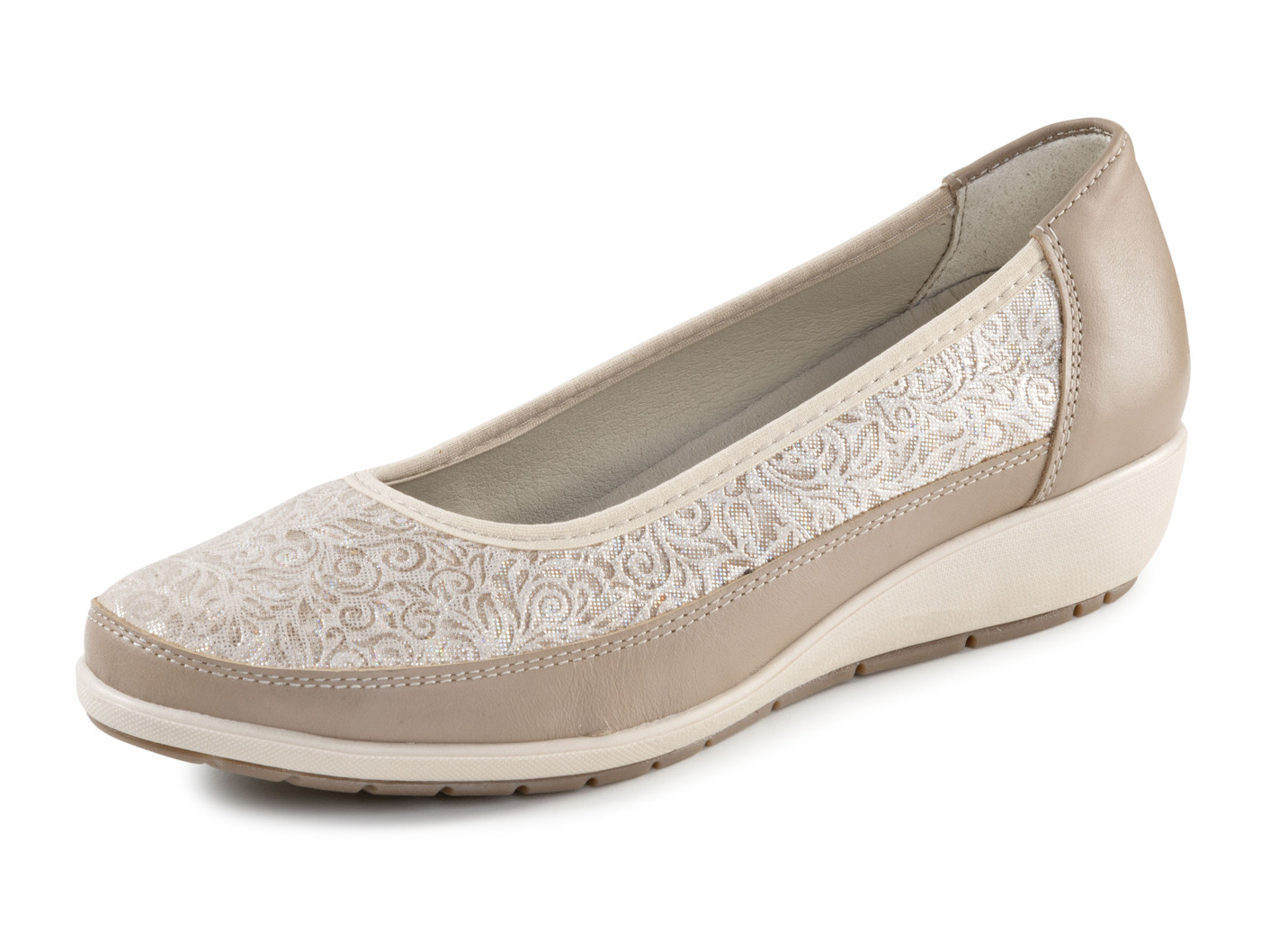 ELENA EDEN, bequeme Damen-Ballerinas, Weite G, mit herausnehmbarem Fußbett, Taupe, Größe 40 von ELENA EDEN