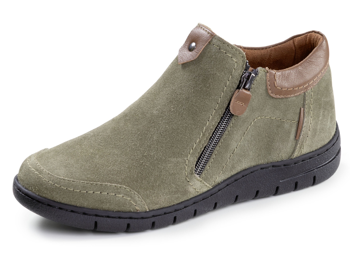 ELENA EDEN, bequeme Damen-Boots, Weite H, mit herausnehmbarem Fußbett, Oliv, Größe 38 von ELENA EDEN