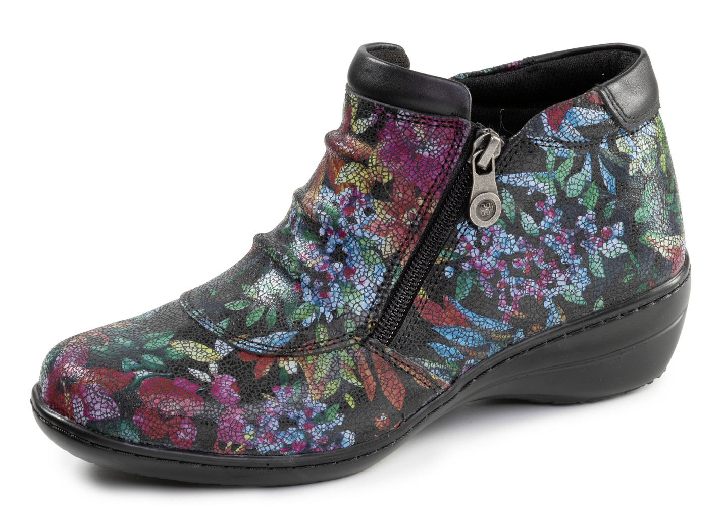 ELENA EDEN, bequeme Damen-Boots, Weite H, mit herausnehmbarem Fußbett, Schwarz-Bunt, Größe 40 von ELENA EDEN