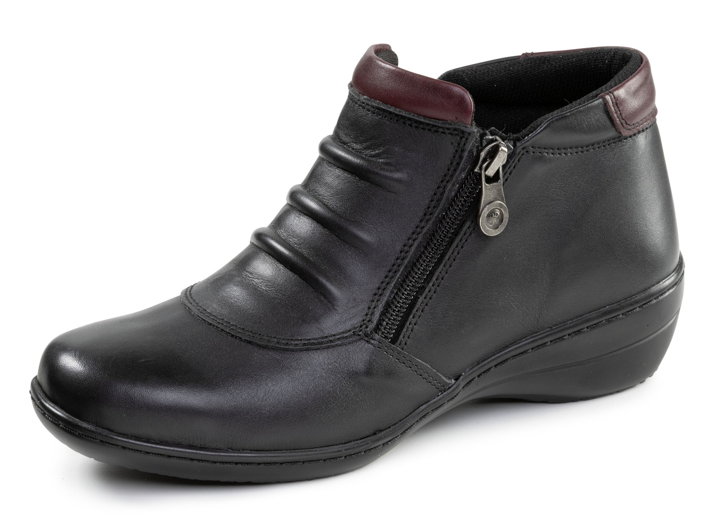 ELENA EDEN, bequeme Damen-Boots, Weite H, mit herausnehmbarem Fußbett, Schwarz-Burgund, Größe 41 von ELENA EDEN