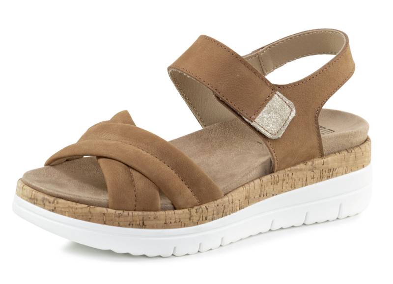 ELENA EDEN, bequeme Damen-Sandalen, Weite H, mit herausnehmbarem Fußbett, Cognac, Größe 38 von ELENA EDEN