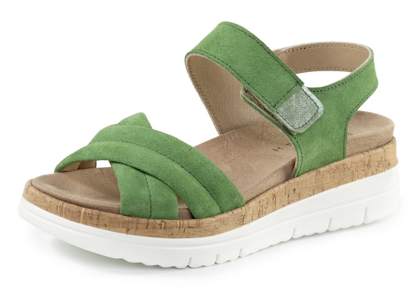 ELENA EDEN, bequeme Damen-Sandalen, Weite H, mit herausnehmbarem Fußbett, Grün, Größe 36 von ELENA EDEN