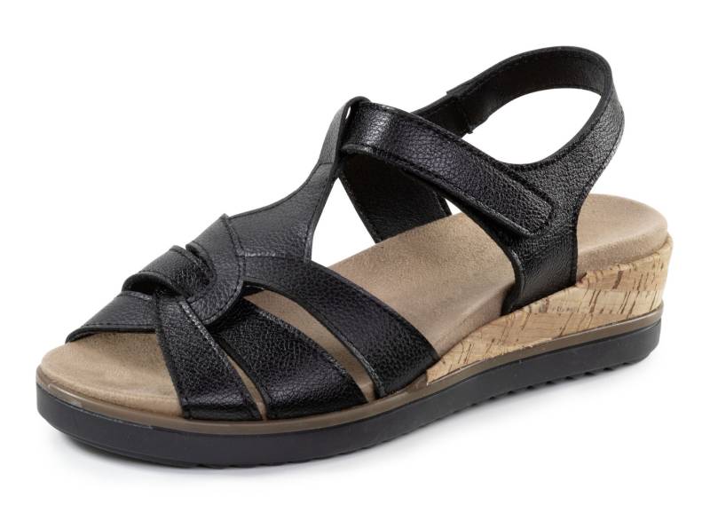 ELENA EDEN, bequeme Damen-Sandalen, Weite H, mit herausnehmbarem Fußbett, Schwarz, Größe 35 von ELENA EDEN