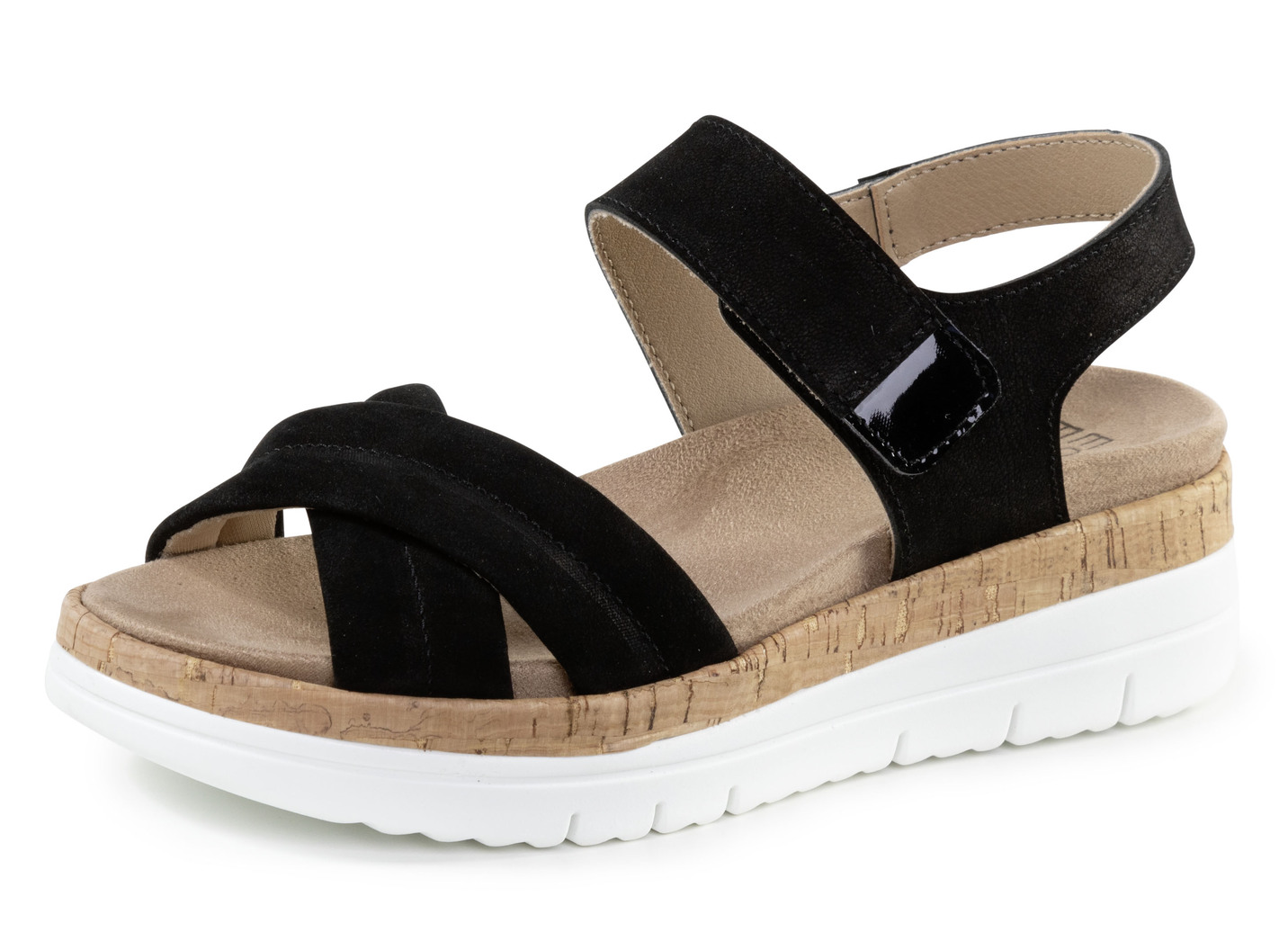 ELENA EDEN, bequeme Damen-Sandalen, Weite H, mit herausnehmbarem Fußbett, Schwarz, Größe 35 von ELENA EDEN