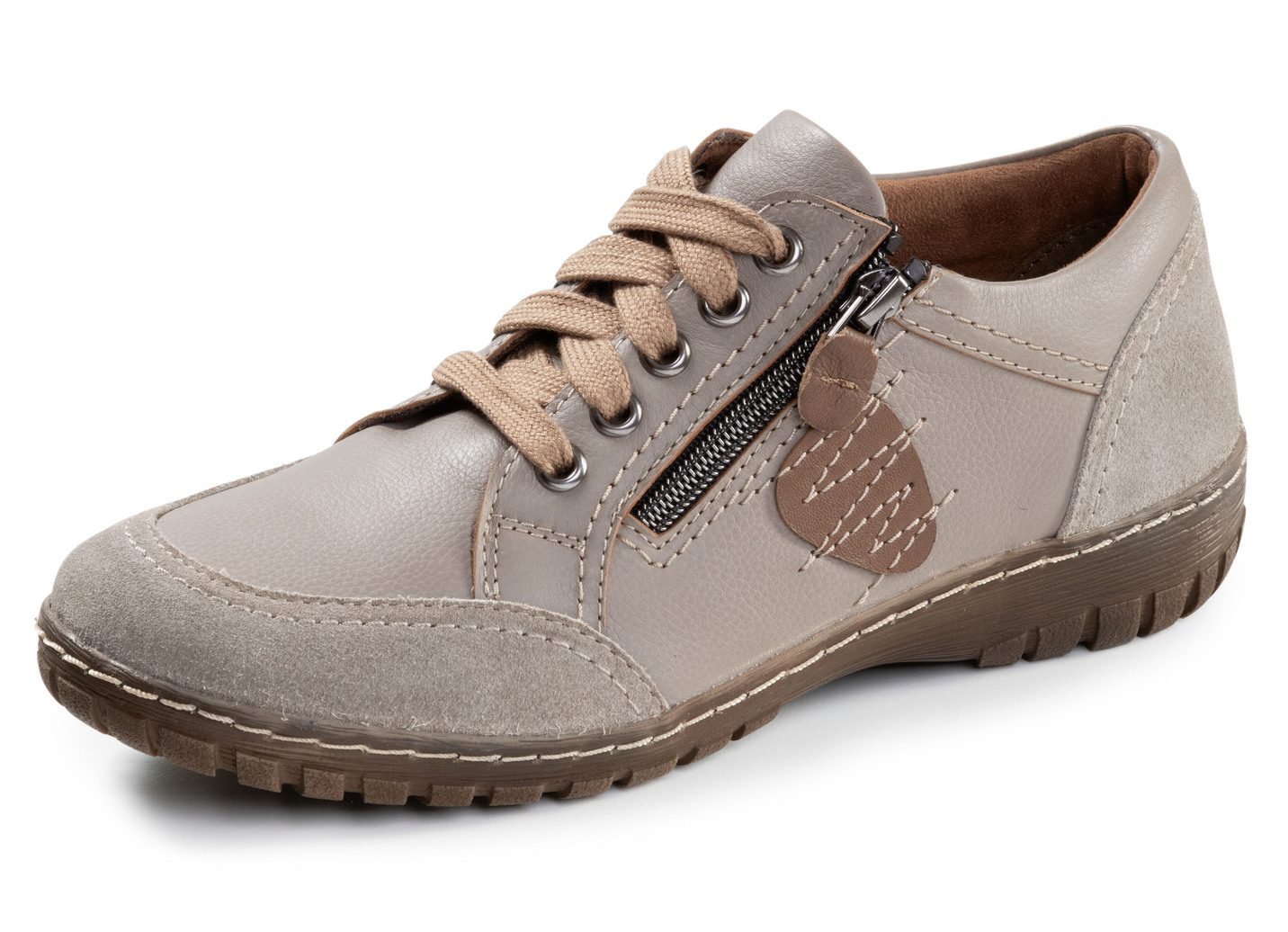 ELENA EDEN, bequeme Damen-Schnürschuhe, Weite G, mit herausnehmbarem Fußbett, Taupe, Größe 39 von ELENA EDEN