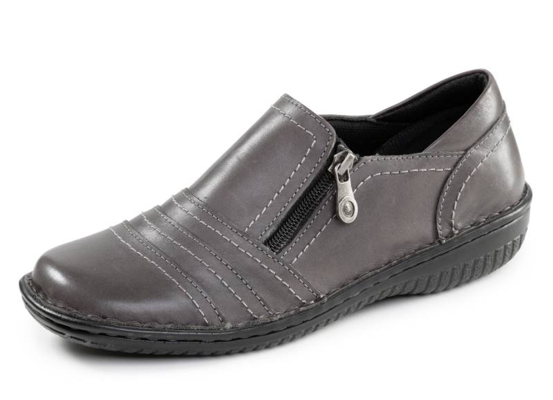 ELENA EDEN, bequeme Damen-Slipper, Weite G, mit herausnehmbarem Fußbett, Grau, Größe 42 von ELENA EDEN