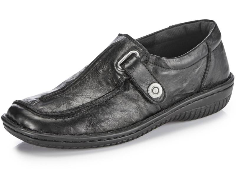 ELENA EDEN, bequeme Damen-Slipper, Weite G, mit herausnehmbarem Fußbett, Schwarz, Größe 43 von ELENA EDEN