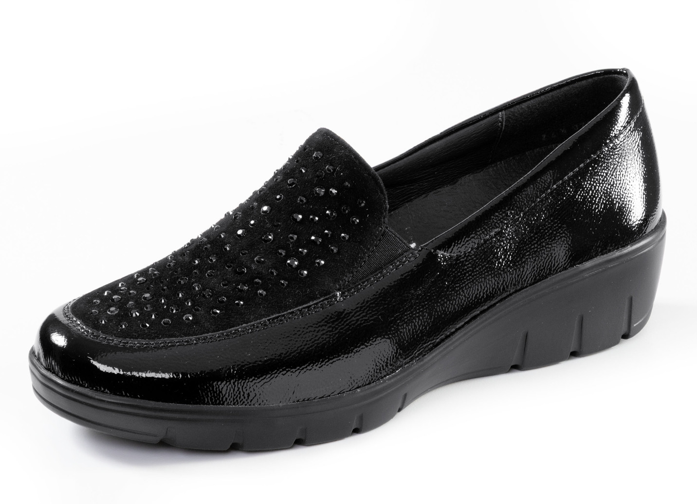 ELENA EDEN, bequeme Damen-Slipper, Weite H, mit herausnehmbarem Fußbett, Schuhgröße 4, Schwarz von ELENA EDEN