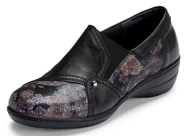 ELENA EDEN, bequeme Damen-Slipper, Weite H, mit herausnehmbarem Fußbett, Schwarz, Größe 42 von ELENA EDEN