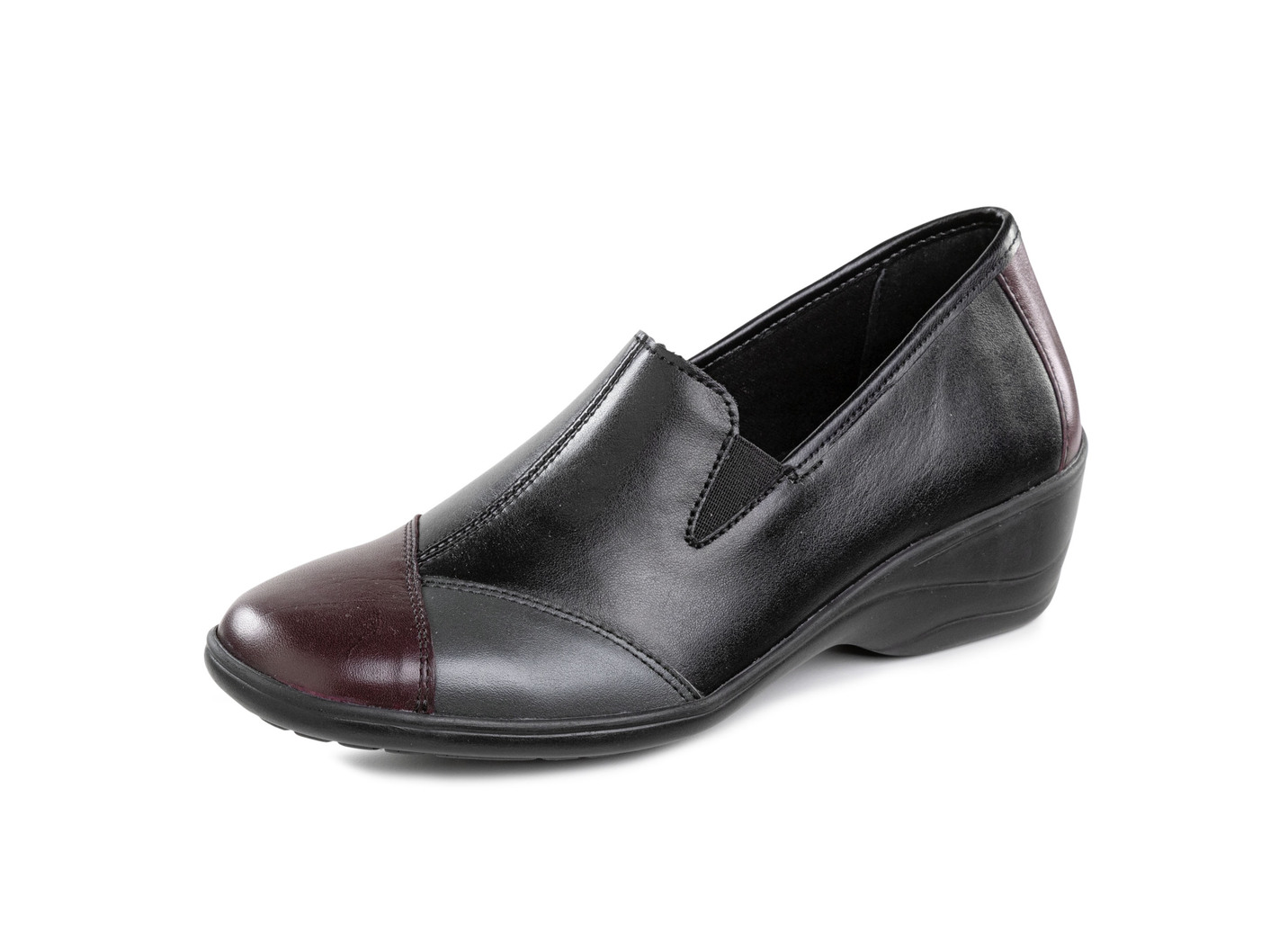 ELENA EDEN, bequeme Damen-Slipper, Weite H, mit herausnehmbarem Fußbett, Schwarz-Chianti-Grau, Größe 37 von ELENA EDEN