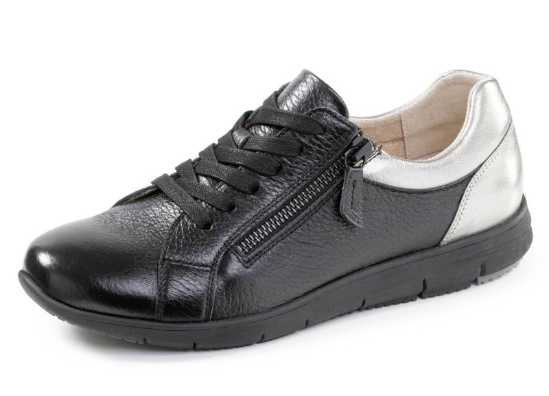ELENA EDEN, bequeme Damen-Sneaker, Weite G, mit herausnehmbarem Fußbett, Schwarz-Silber, Größe 40 von ELENA EDEN