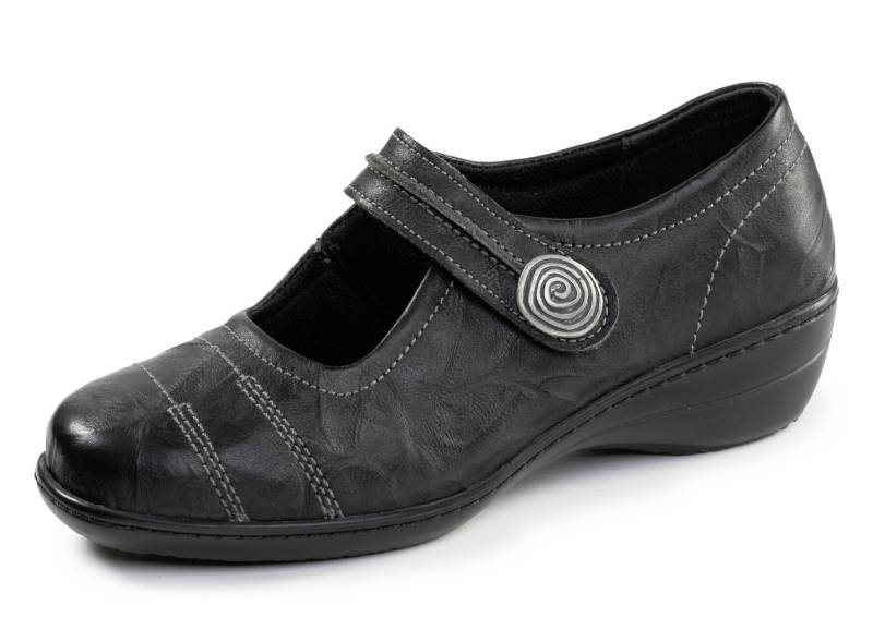 ELENA EDEN, bequeme Damen-Spangenschuhe, Weite H, mit herausnehmbarem Fußbett, Schwarz, Größe 39 von ELENA EDEN