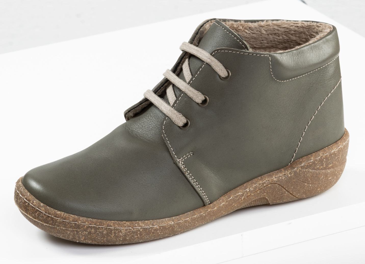 ELENA EDEN, gefütterte Damen-Boots, Weite G, mit herausnehmbarem Fußbett, Oliv, Größe 37 von ELENA EDEN