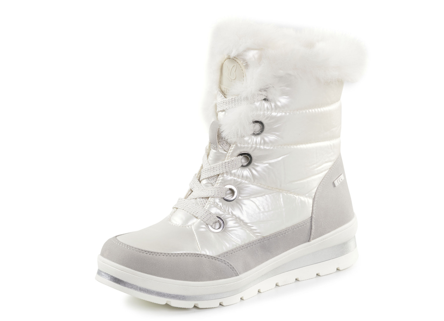 ELENA EDEN, gefütterte Damen-Boots, Winterschuhe, Weite G, mit herausnehmbarem Fußbett, Größe 5, Perlweiss-Grau von ELENA EDEN