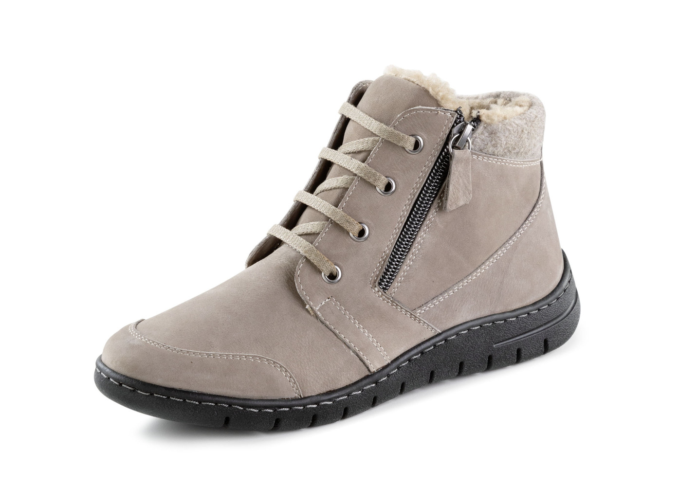ELENA EDEN, gefütterte Damen-Boots, Winterschuhe, Weite H, mit herausnehmbarem Fußbett, Taupe, Größe 42 von ELENA EDEN