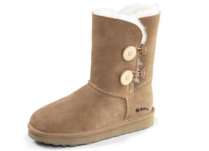 ELENA EDEN, gefütterte Damen-Stiefel, Winterschuhe, mit Lammfell, Naturbraun, Größe 37 von ELENA EDEN