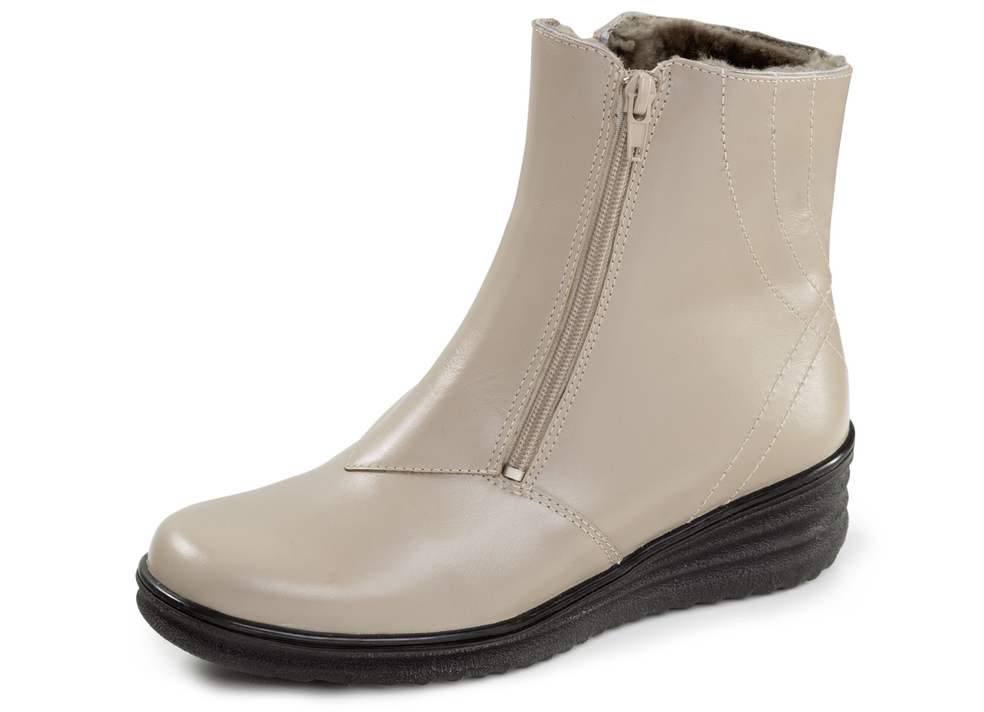 ELENA EDEN, gefütterte Damen-Stiefeletten, Winterschuhe, Weite H, mit Lammfell, Beige, Größe 39 von ELENA EDEN