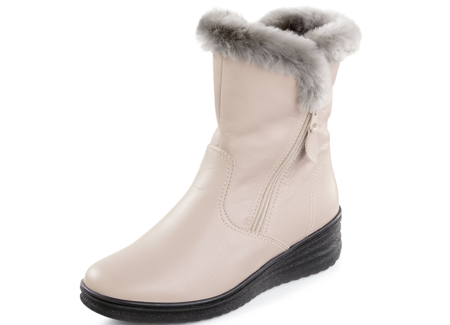 ELENA EDEN, gefütterte Damen-Stiefeletten, Winterschuhe, Weite H, mit Lammfell, Beige, Größe 40 von ELENA EDEN