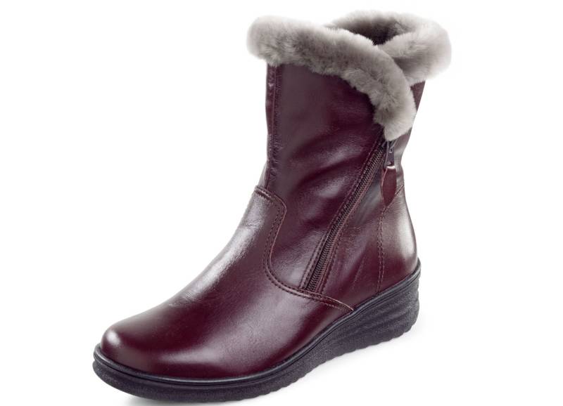 ELENA EDEN, gefütterte Damen-Stiefeletten, Winterschuhe, Weite H, mit Lammfell, Bordeaux, Größe 36 von ELENA EDEN