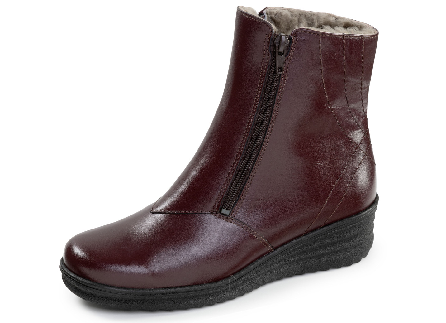 ELENA EDEN, gefütterte Damen-Stiefeletten, Winterschuhe, Weite H, mit Lammfell, Bordeaux, Größe 41 von ELENA EDEN