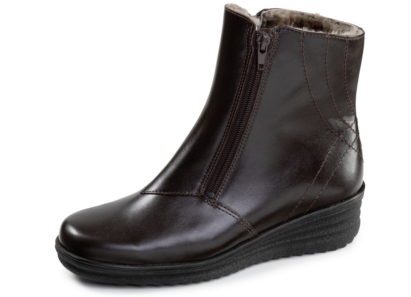 ELENA EDEN, gefütterte Damen-Stiefeletten, Winterschuhe, Weite H, mit Lammfell, Mokka, Größe 37 von ELENA EDEN