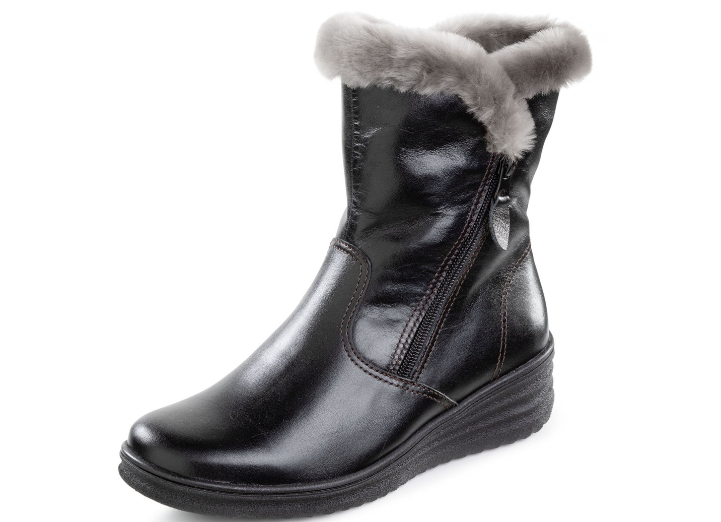 ELENA EDEN, gefütterte Damen-Stiefeletten, Winterschuhe, Weite H, mit Lammfell, Schwarz, Größe 36 von ELENA EDEN