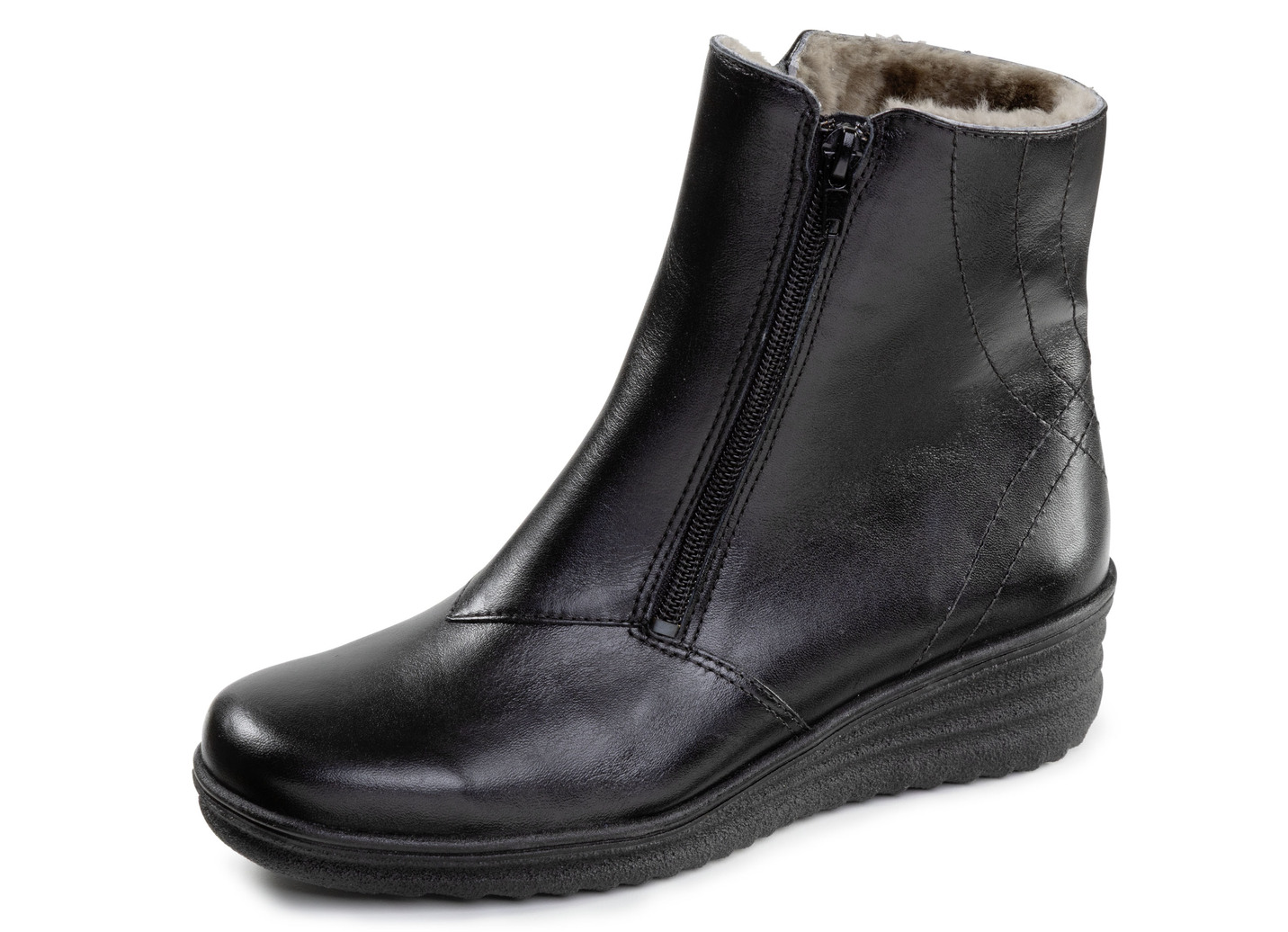 ELENA EDEN, gefütterte Damen-Stiefeletten, Winterschuhe, Weite H, mit Lammfell, Schwarz, Größe 38 von ELENA EDEN