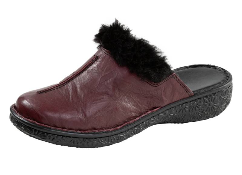 ELENA EDEN, klassische Damen-Clogs, Weite G, mit Plüsch, Burgund, Größe 42 von ELENA EDEN