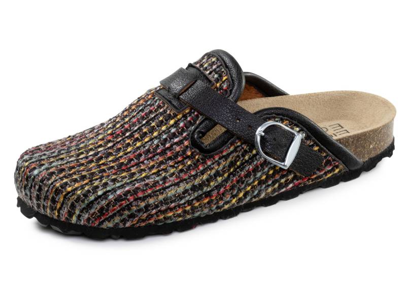 ELENA EDEN, klassische Damen-Clogs, Weite H, mit verstellbarer Spange, Schwarz-Multicolor, Größe 38 von ELENA EDEN