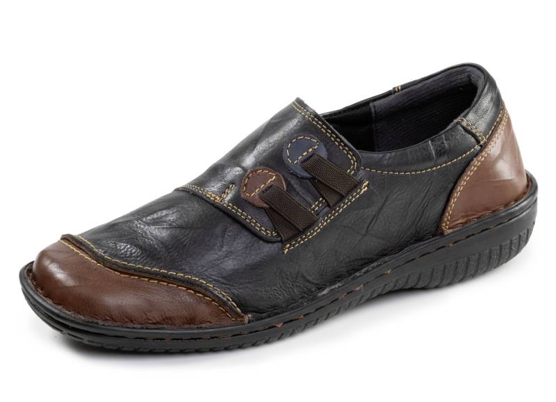 ELENA EDEN, klassische Damen-Slipper, Weite G, mit herausnehmbarem Fußbett, Schwarz-Braun, Größe 37 von ELENA EDEN